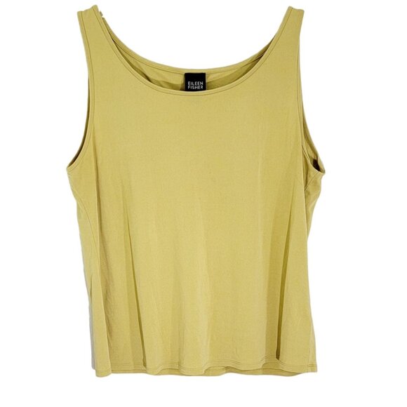 Eileen Fisher Women's Green Sleeveless‎ Tank Top Scoop Neck Silk Size Large - Picture 1 of 9